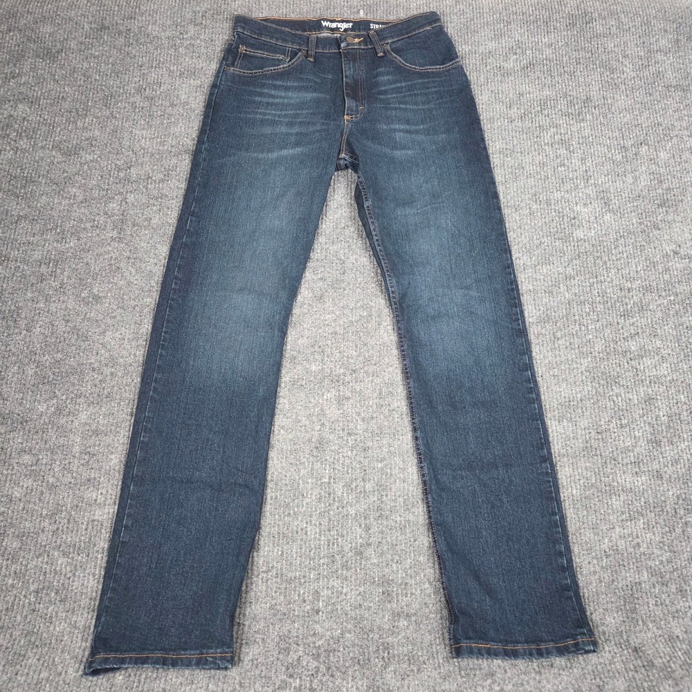 Wrangler Mens Straight Fit Dark Wash Stretch‎ Denim Jeans MGW75DR 32x34